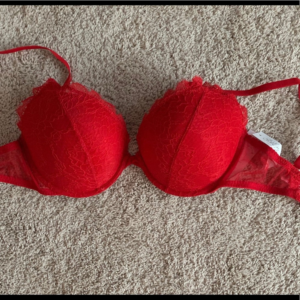 NWT intricate red lace bra.